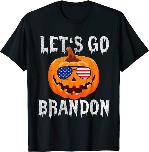 USA Sunglasses Pumpkin Sunglass - Let's Go Brandon Halloween Tee Shirt