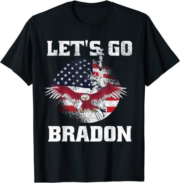 Vintage Let's Go Brandon American Flag Impeach 46 T-Shirt