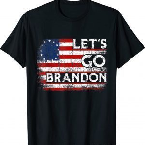 Vintage Lets Go Brandon Anti Biden Us Flag T-Shirt