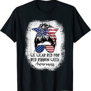 We Wear red For Red Ribbon Week Awareness Usa Flag Unisex T-Shirt