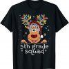 5th Grade Squad Plaid Reindeer Santa Hat Teacher Christmas Classic Shirt