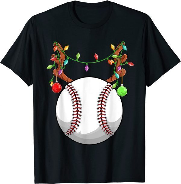 Baseball Ball Reindeer Christmas Ornaments Family Pajama Mom T-Shirt