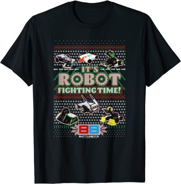 BattleBots Christmas It's Robot Fighting Time Ugly Sweater T-Shirt