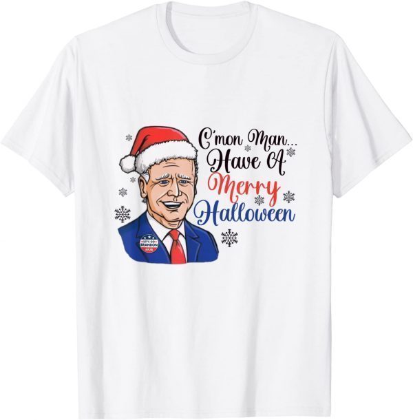Biden Merry Halloween - Santa Hat Christmas Classic Shirt