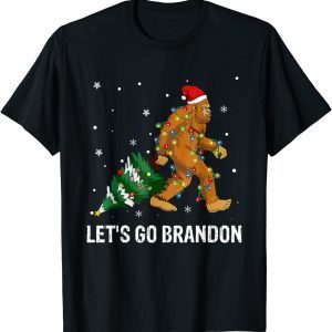 Bigfoot Sasquatch Christmas Squatching Lets Go Biden Brandon 2021 Shirt