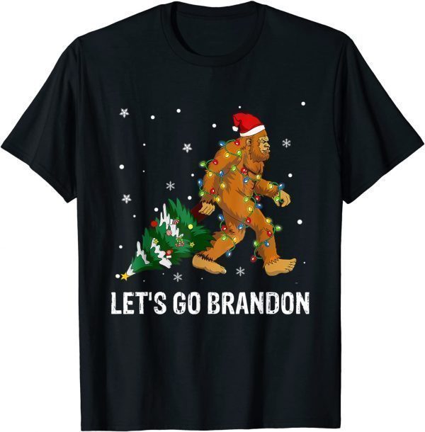 Bigfoot Sasquatch Christmas Squatching Lets Go Biden Brandon 2021 Shirt