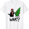 Black Cat Gift Pushing Christmas Tree Over Cat What T-ShirtBlack Cat Gift Pushing Christmas Tree Over Cat What T-Shirt