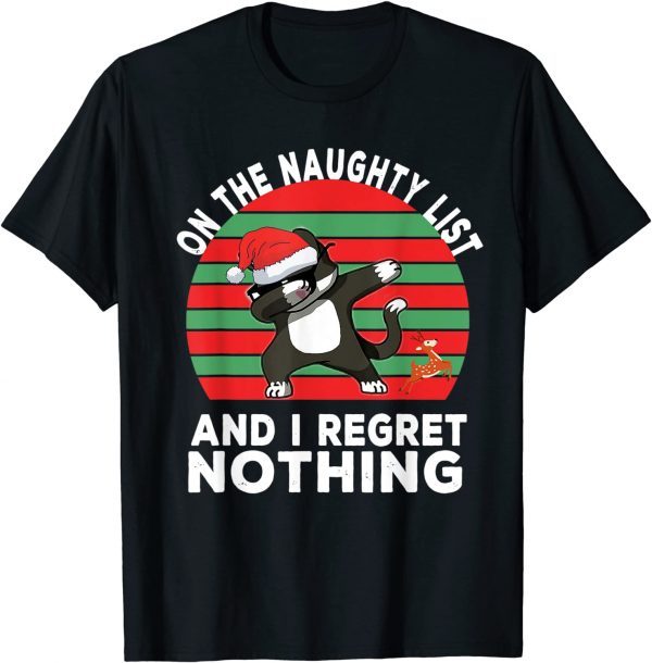 Black Cat Santa Christmas on the Pajama Naughty List Classic Shirt