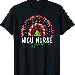 Boho Christmas Leopard Rainbow NICU Nurse Squad Nursing 2021 Shirt