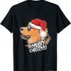 Christmas A Golden Dog Santa Hat On Xmas 2021 Shirt