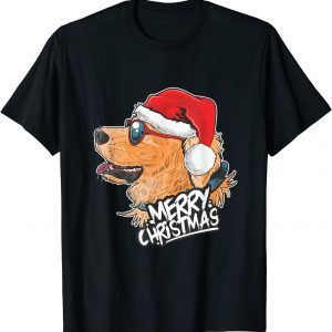 Christmas A Golden Dog Santa Hat On Xmas 2021 Shirt