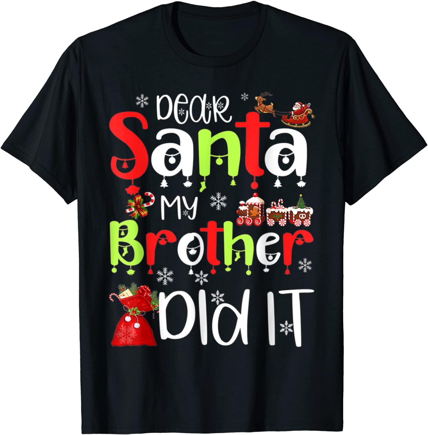 Christmas Dear Santa My Brother Did Funny Pajama Xmas Tee Shirt