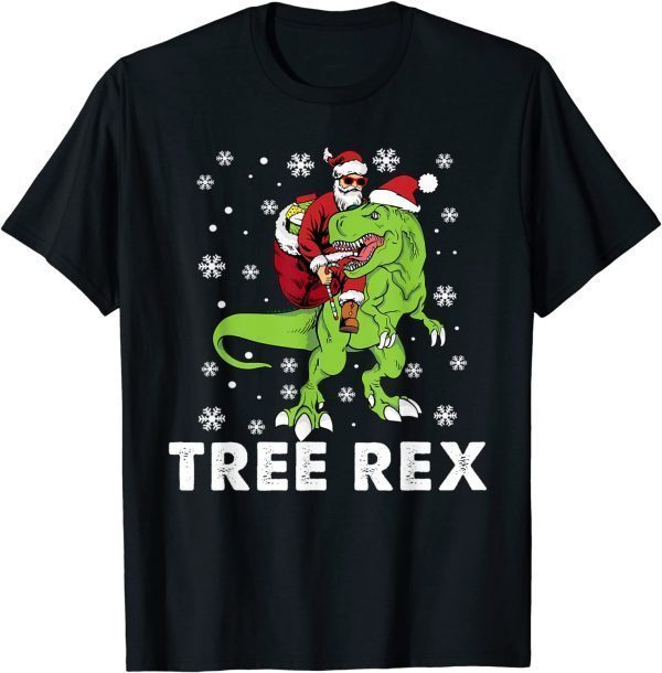 Christmas Dinosaur Tree Rex Pajamas Santa 2022 Shirt