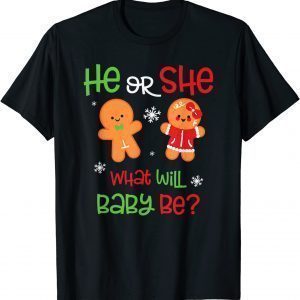 Christmas Gender Reveal He or She What Will Baby Be T-Shirt