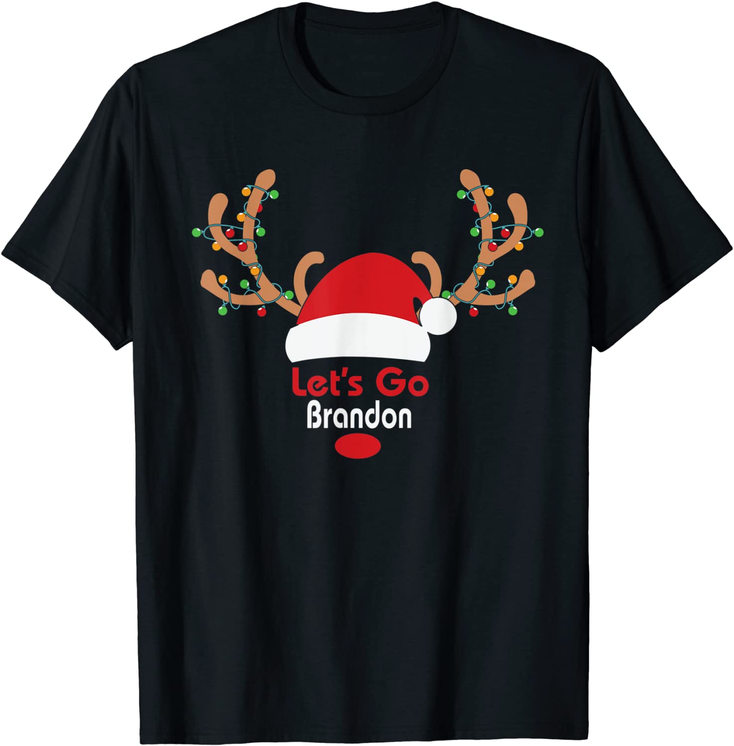 Christmas Let's Go Brandon Santa Hat Tee Shirt