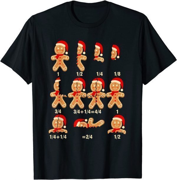 Christmas Math Teacher Equation Gingerbread With Santa Hat 2021 Shirt
