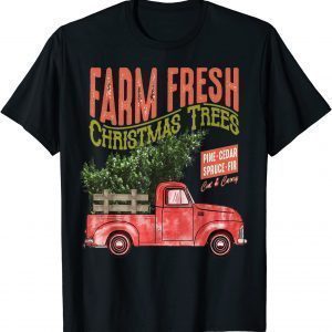 Christmas On Farm Fresh Christmas Tree Vinatage Truck Farmer Classic Shirt