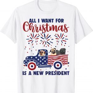 Christmas Pugs Joe Biden Chant Impeach Biden US Flag 2021 Shirt