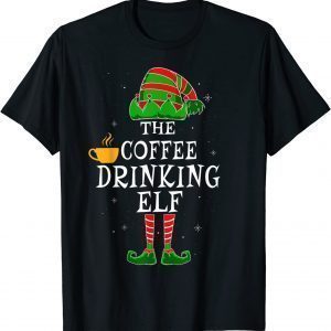 Coffee Drinking Elf Group Matching Family Christmas T-Shirt