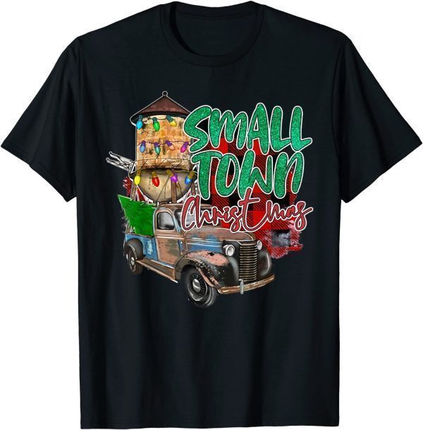 Country Farmer Life Small Town Christmas Red Vintage Truck Gift T-Shirt