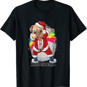 Dabbing Christmas Pug Puppy Dog Rainbow Pugmas 2021 Shirt
