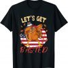 Dabbing Turkey Thanksgiving Let's Go Basted American Flag Tee Shirt