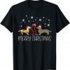 Dachshund Merry Christmas Cute Plaid Leopard Doxie Dog X-Mas T-Shirt