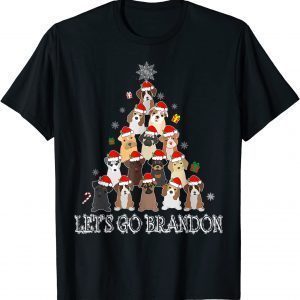 Dog Lover Christmas Tree Let's Go Branson Brandon Meme T-Shirt