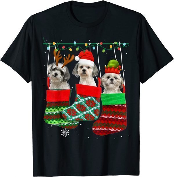 Dog Shih Tzu Christmas Socks Xmas Pajama Pet Puppy 2021 Shirt