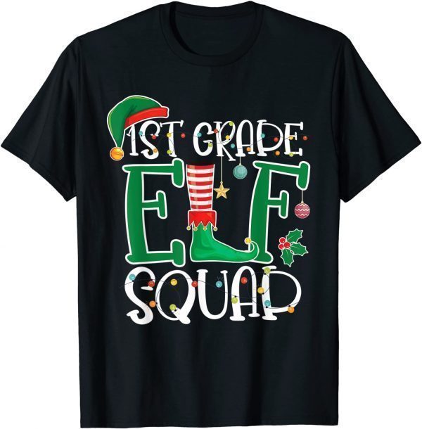 Elf Squad 1st First Grade Teacher Christmas Students 2021 T-Shirt