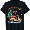 Flamingo Santa Hat Xmas Light Motobike Christmas Holiday Classic T-Shirt