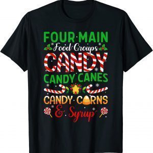 Four Main Food Groups Elf Buddy Christmas Pajama Tee Shirt