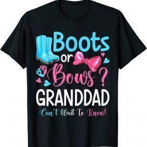 Gender Reveal Boots Or Bows Granddad Matching Baby Party T-Shirt