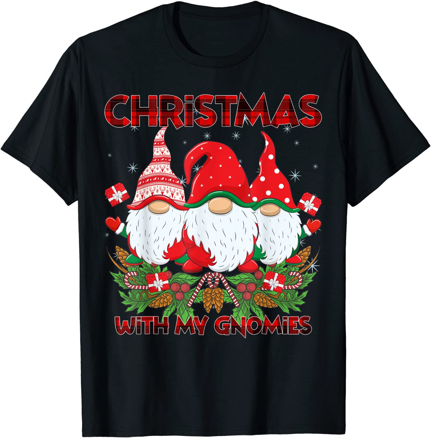 Gnome Family Xmas Santa Christmas Buffalo Red Plaid Classic Shirt