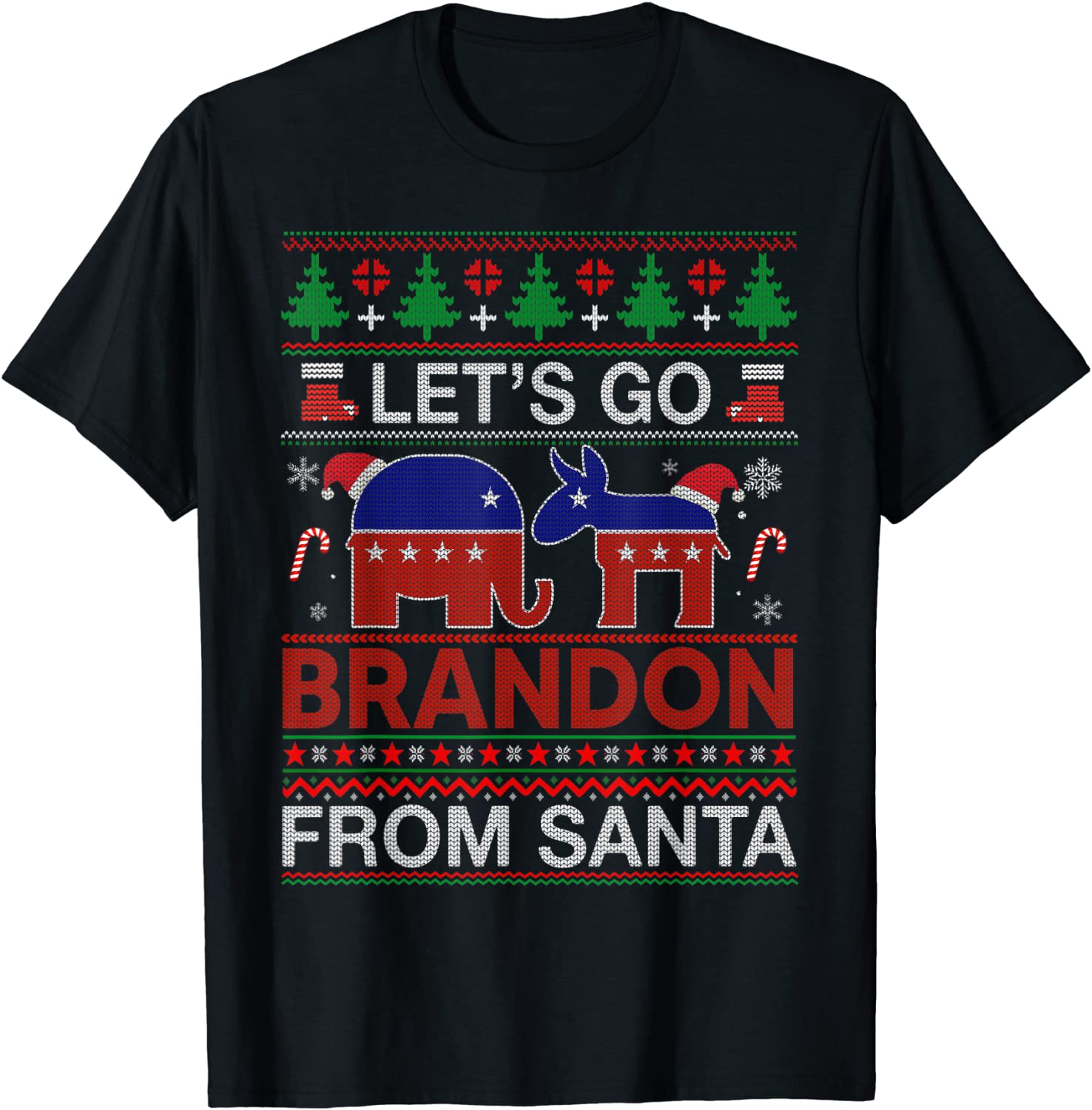 Go Brandon Let's Go 2024 Meme Biden Ugly Christmas T-Shirt