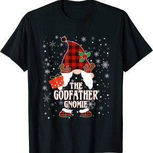 Godfather Gnome Buffalo Plaid Matching Family Christmas T-Shirt