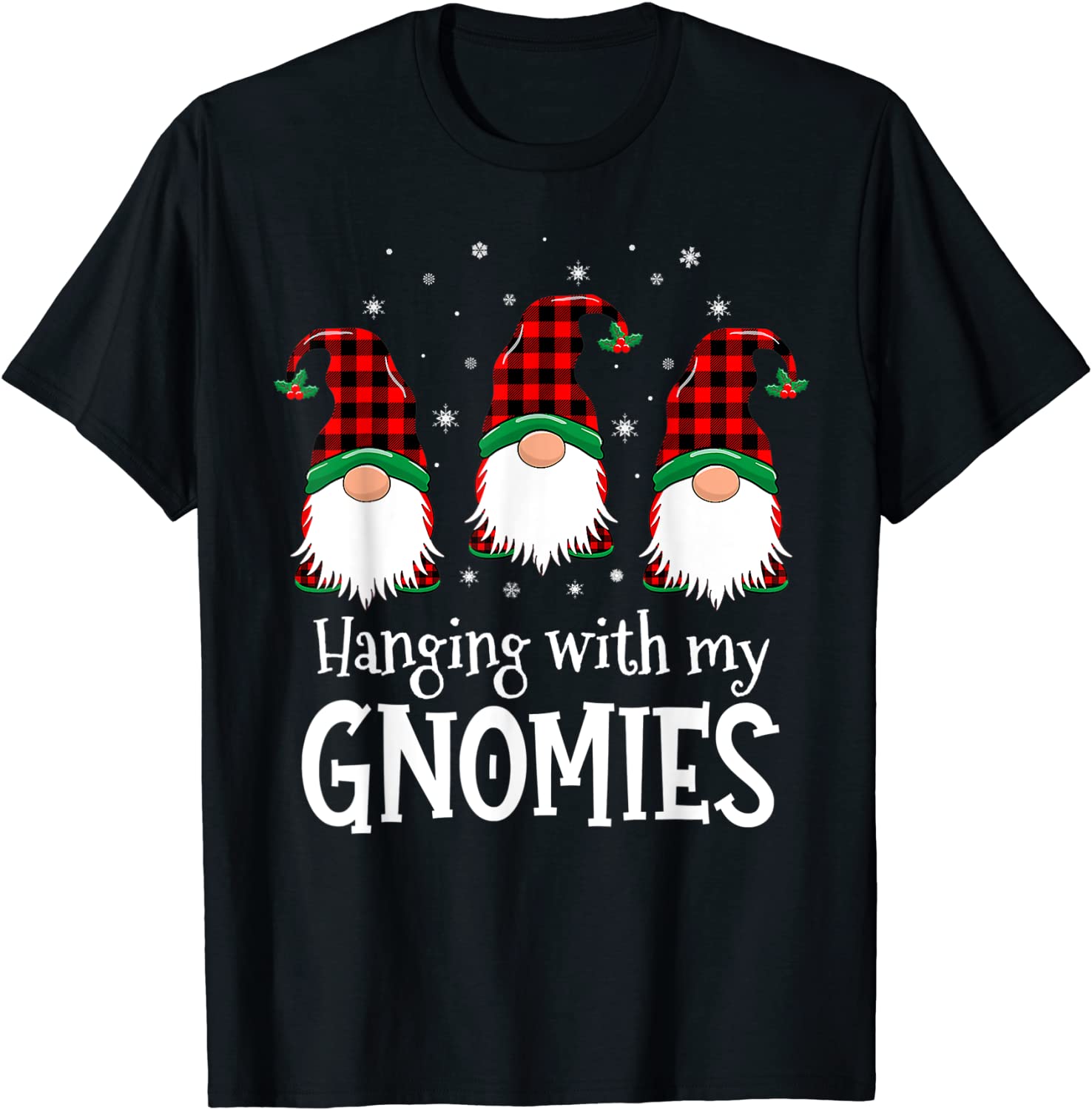 Hanging With My Gnomies Buffalo Plaid Christmas Pajama 2022 T-Shirt
