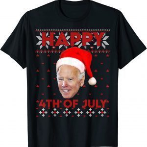Happy 4th Of July Santa Hat Joe Biden Ugly Christmas Classic Shirt