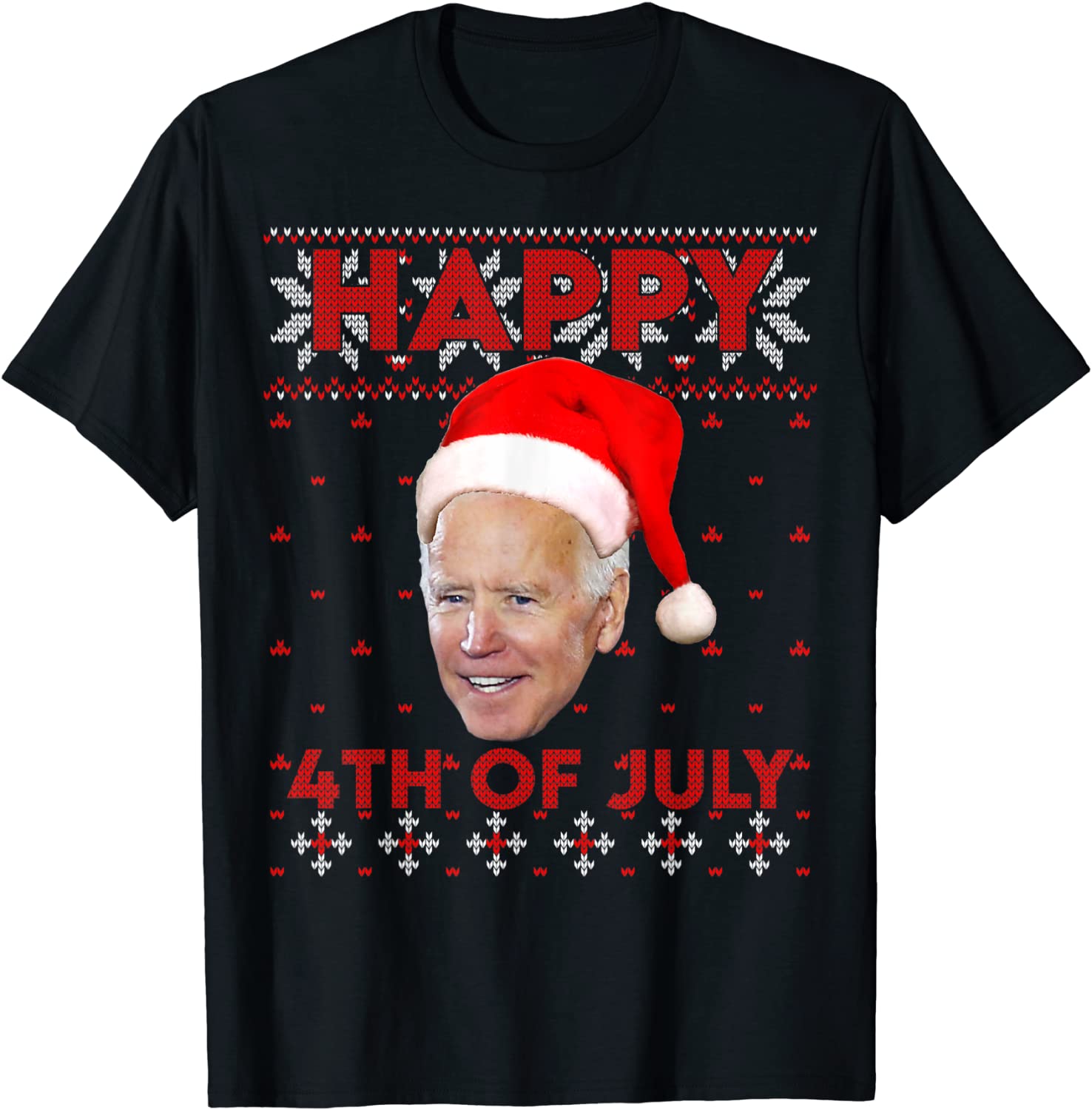 Happy 4th Of July Santa Hat Joe Biden Ugly Christmas Classic Shirt