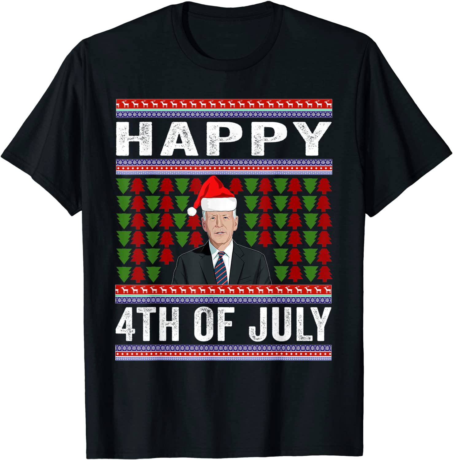Happy 4th of July Ugly Christmas Santa - Joe Biden 2021 Shirt