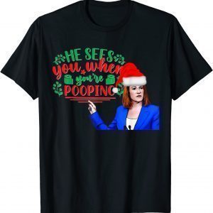 He Seen You When You'r Pooping Let's Go Biden Christmas Classic Shirt