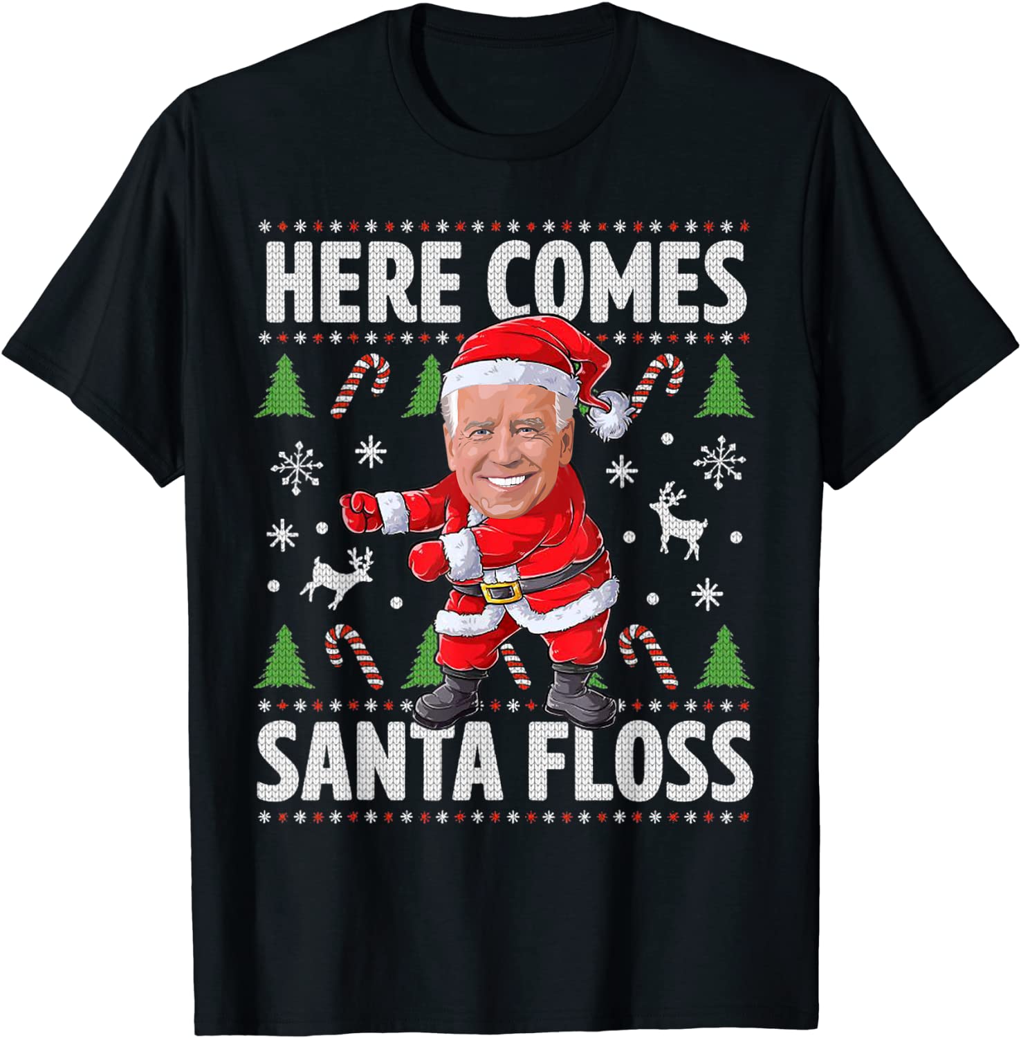 Here Comes Santa Floss Ugly Christmas Biden Classic Shirt