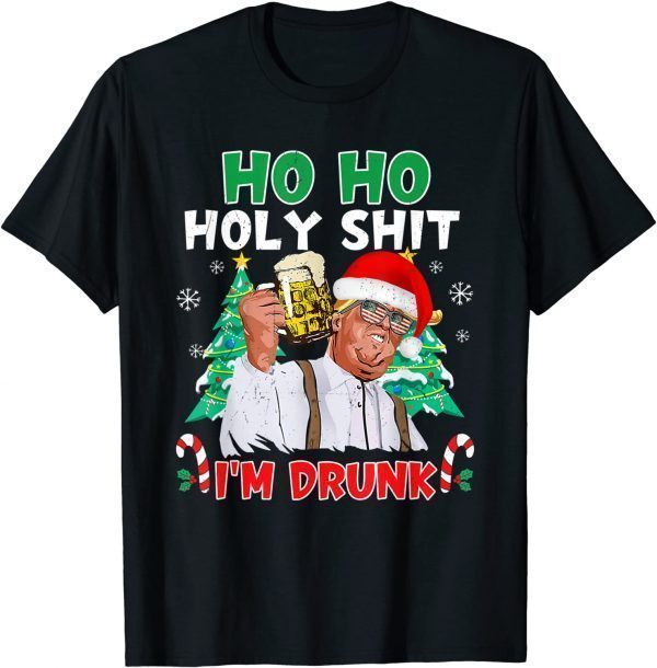 Ho Ho Holy Shit I'm Drunk Beer Trump Christmas Pajama Classic Shirt