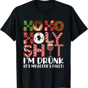Ho Ho Holy Shit I'm Drunk Wine Christmas Drinking Gift Shirt
