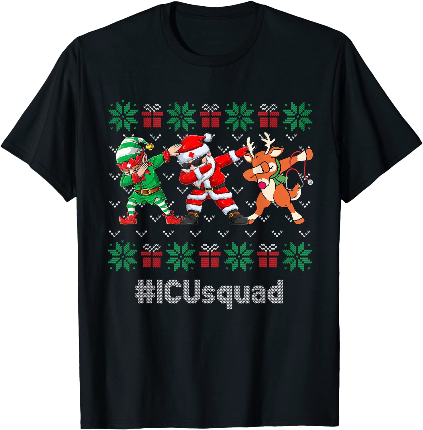 ICU Squad Cute Dabbing Santa Claus Elf Reindeer Ugly SXmas Limited Shirt