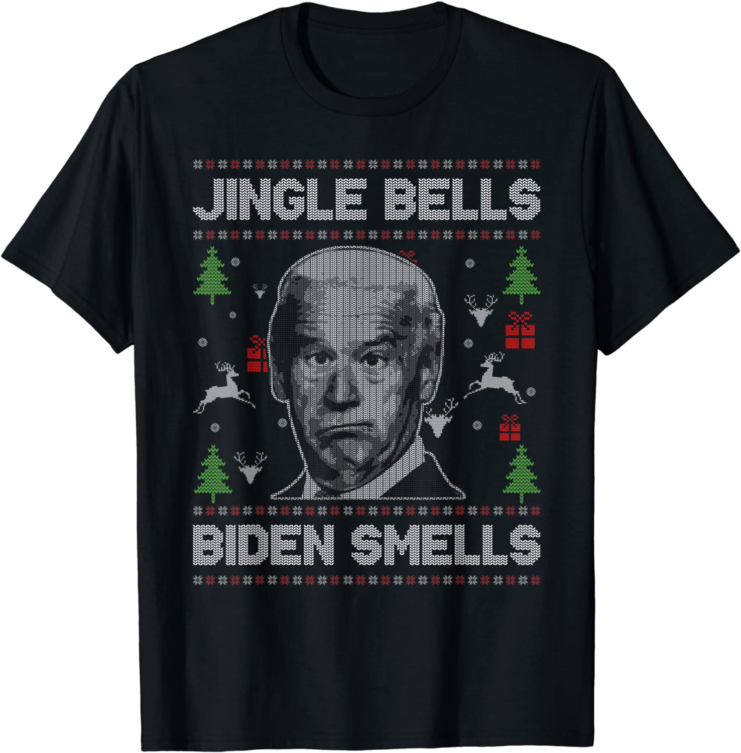 Jingle Bells Biden Smells Ugly Christmas Sweater Anti Biden T-Shirt