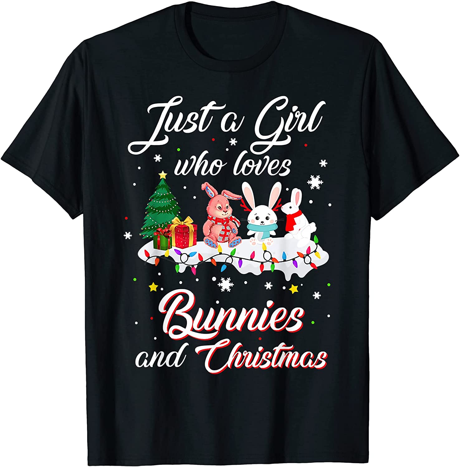 Just A Girl Who Loves Bunnies And Christmas 2021 Shirt
