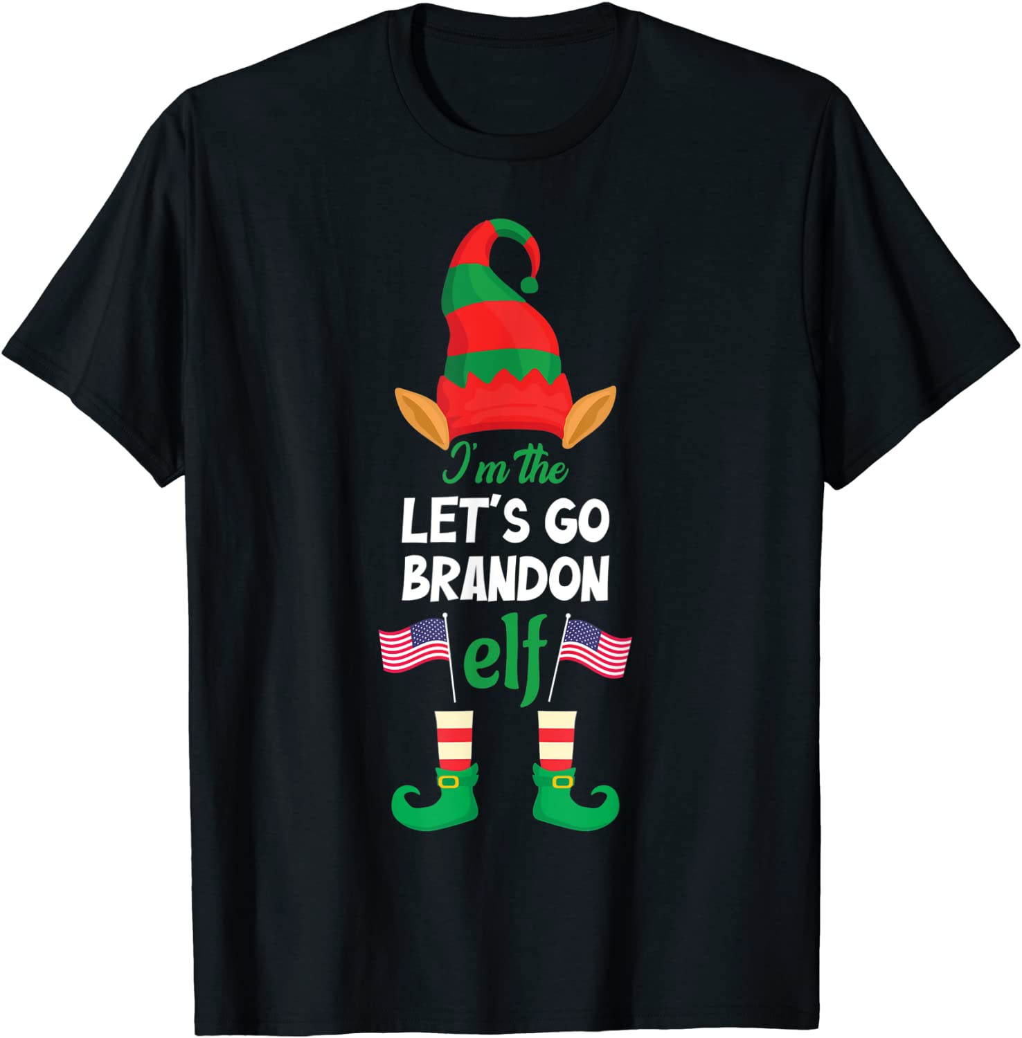 Let's Go Brandon American Flag Christmas Elf Pajama Classic T-Shirt
