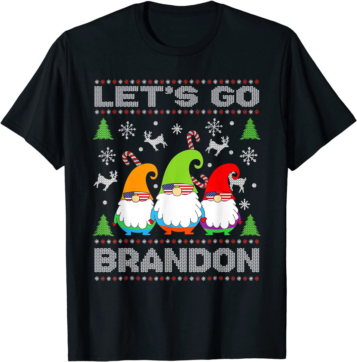 Let's Go Brandon American Flag Gnome Ugly Christmas Sweater Gift Shirt