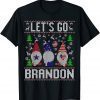 Let's Go Brandon American Heart Flag Gnome Ugly Christmas Unisex T-Shirt